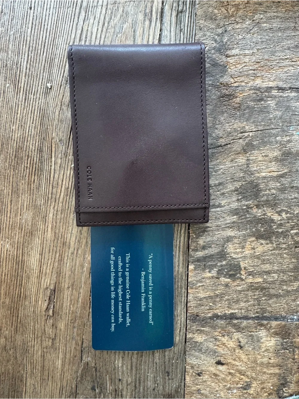 Cole Haan Dark Brown Leather Bi-Fold Card Holder